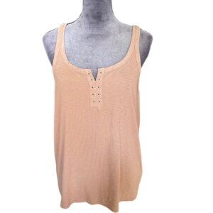 Aerie Womens Peach Tank Top XXL With Scoop Neck & Front Button Detail Casual Fit